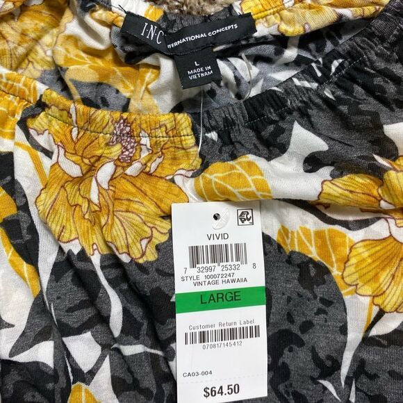 Inc International Concepts Women Hawaiian Top Flare Sleeves Size L  - Picture 3 of 3